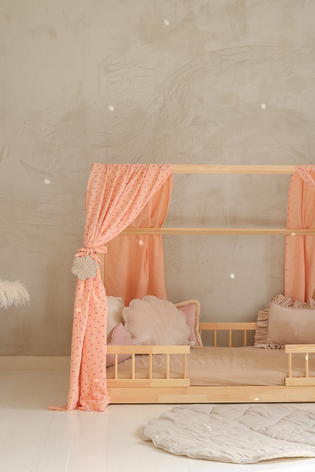 Rideau Toile de lit Cabane Rose "Forget me not"