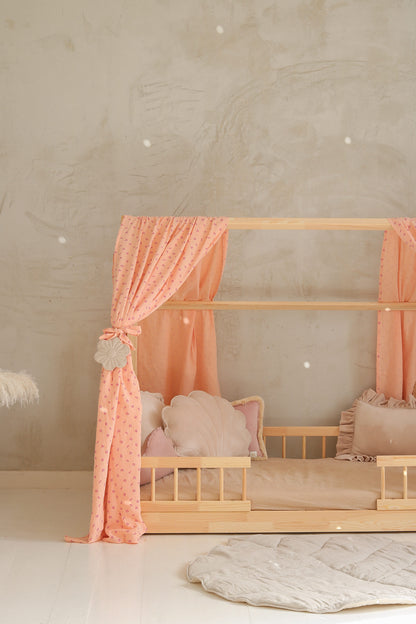 Rideau Toile de lit Cabane Rose "Forget me not"