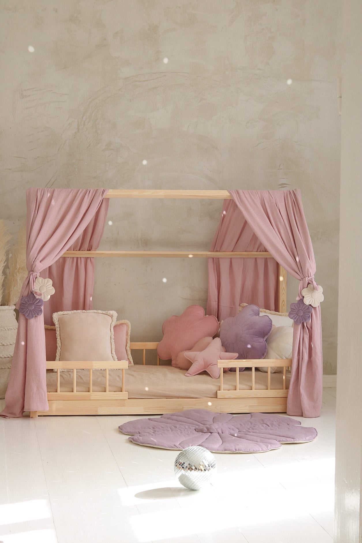 Rideau Toile de lit Cabane Rose "Pink and Gold"
