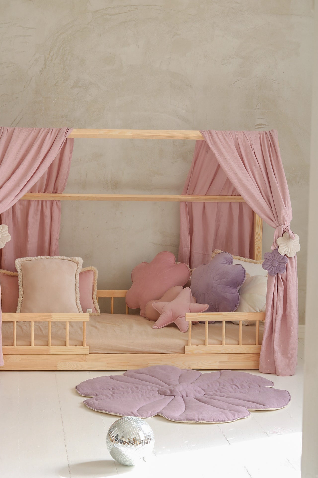 Rideau Toile de lit Cabane Rose "Pink and Gold"