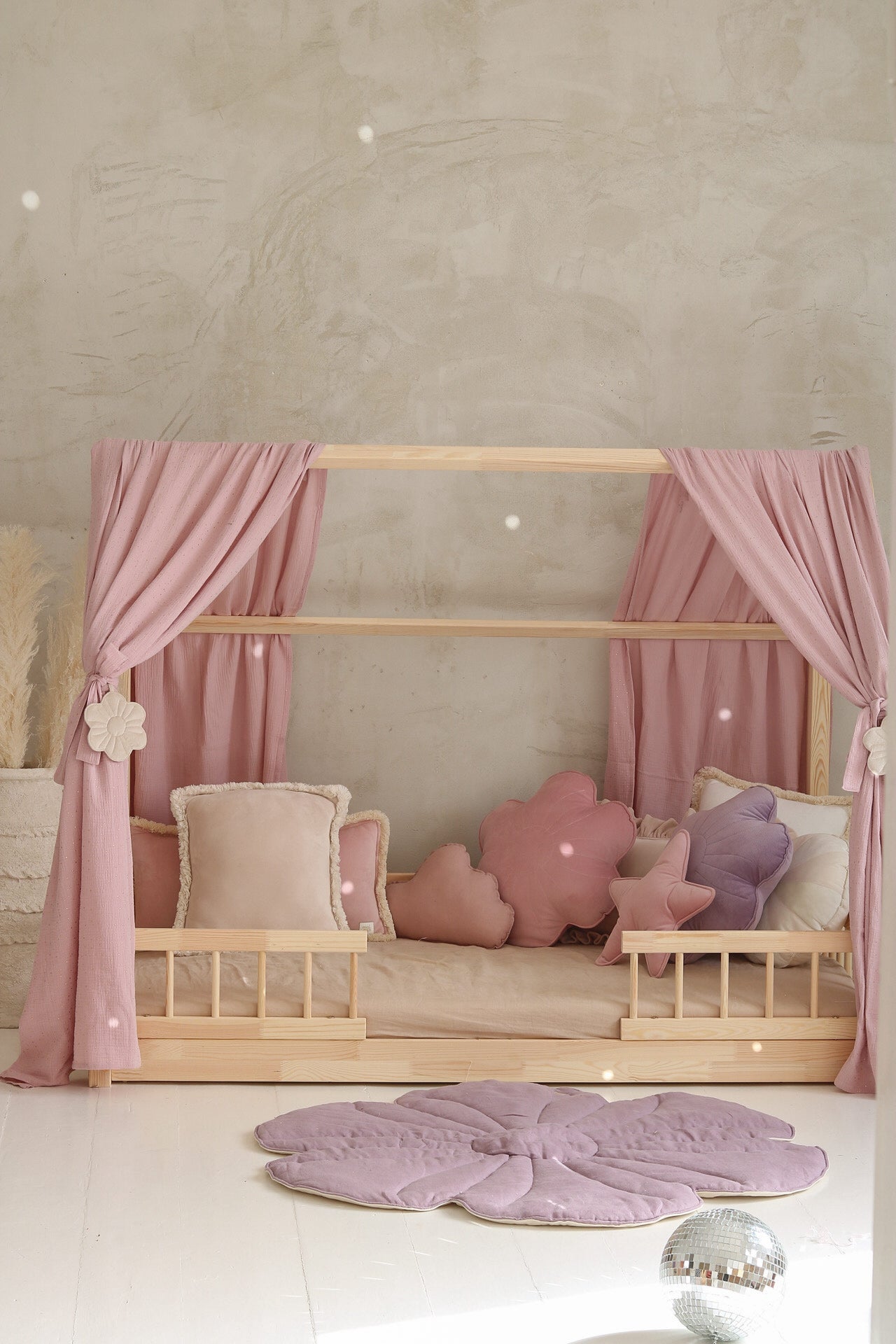 Rideau Toile de lit Cabane Rose "Pink and Gold"