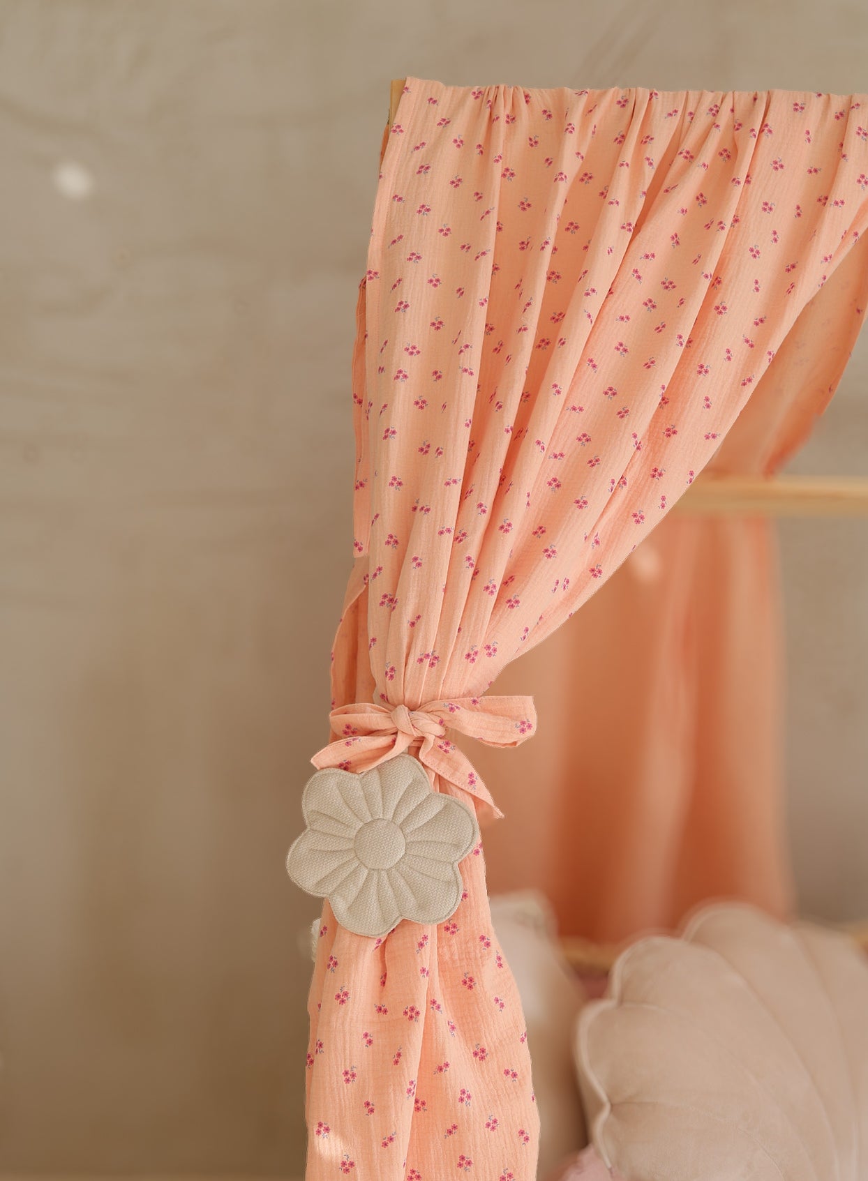 Rideau Toile de lit Cabane Rose "Forget me not"
