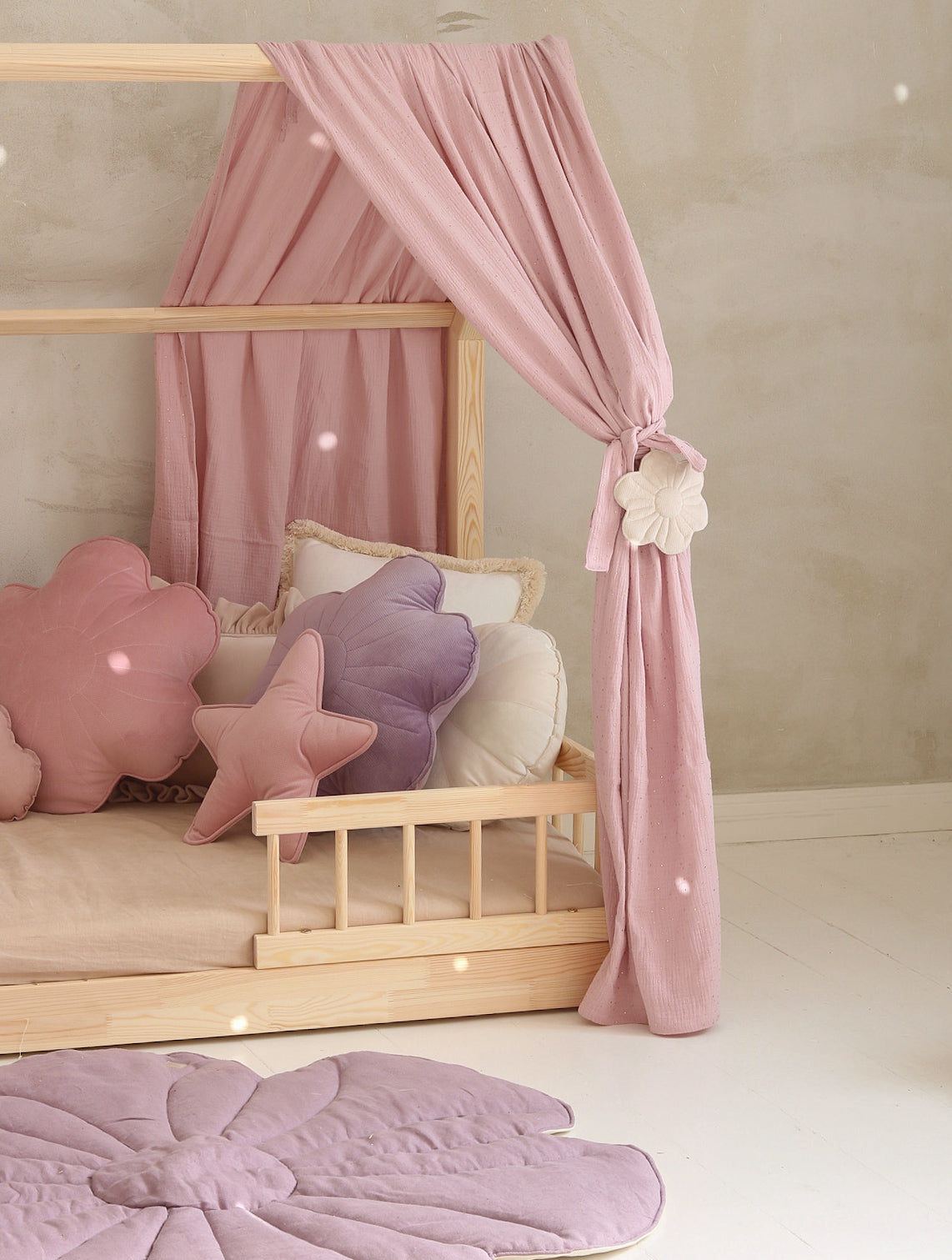 Rideau Toile de lit Cabane Rose "Pink and Gold"