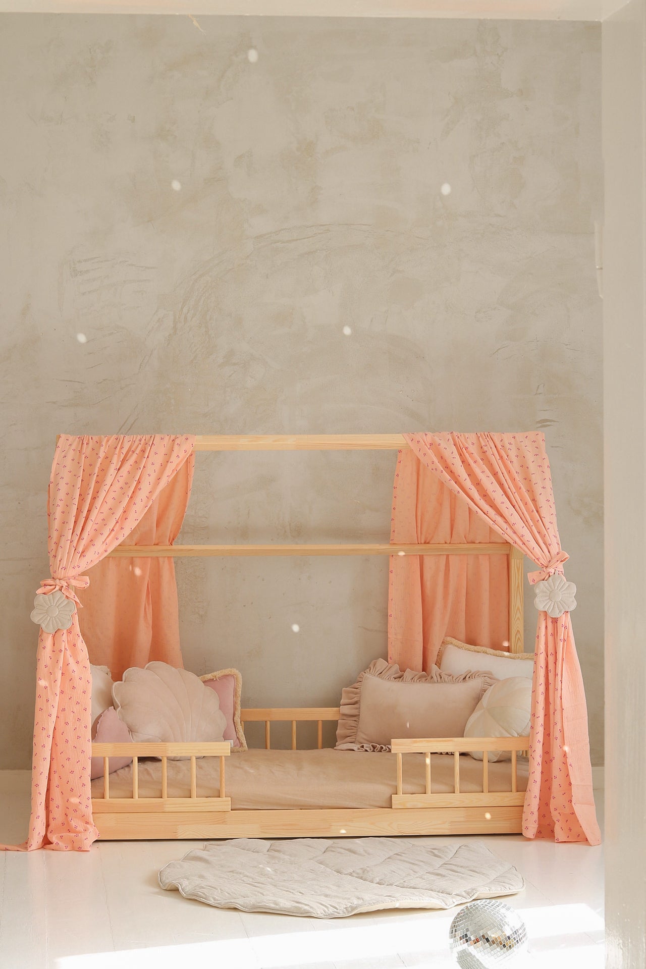 Rideau Toile de lit Cabane Rose "Forget me not"
