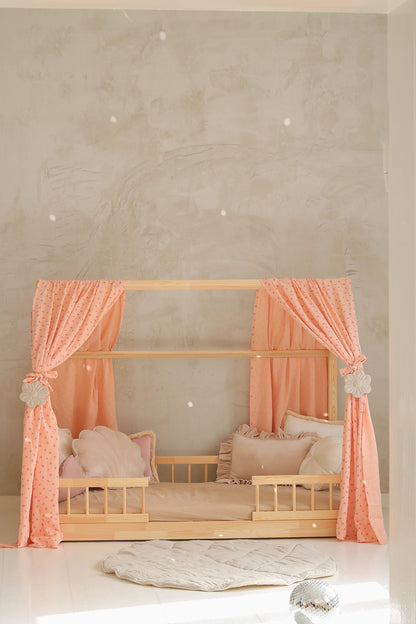 Rideau Toile de lit Cabane Rose "Forget me not"