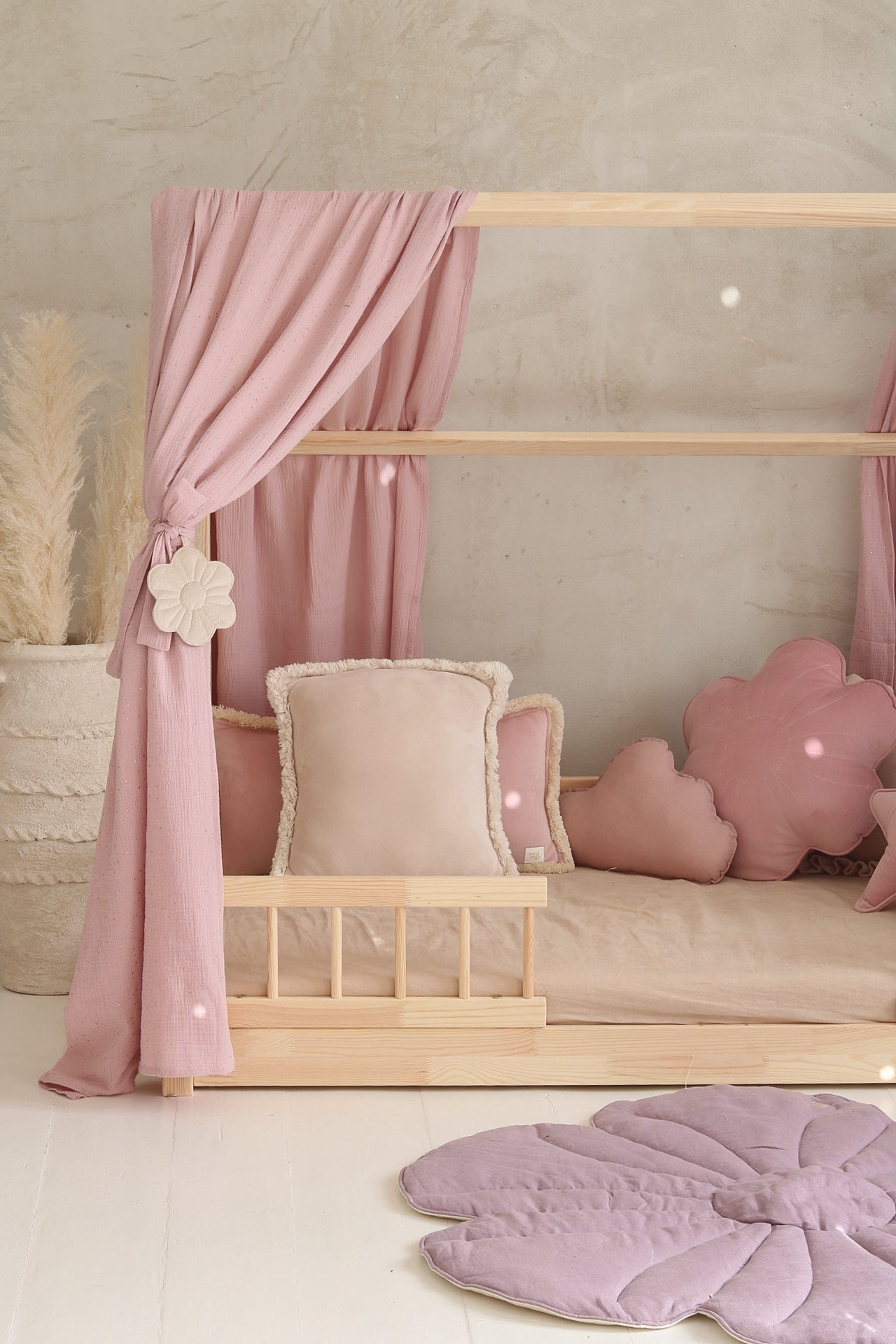 Rideau Toile de lit Cabane Rose "Pink and Gold"