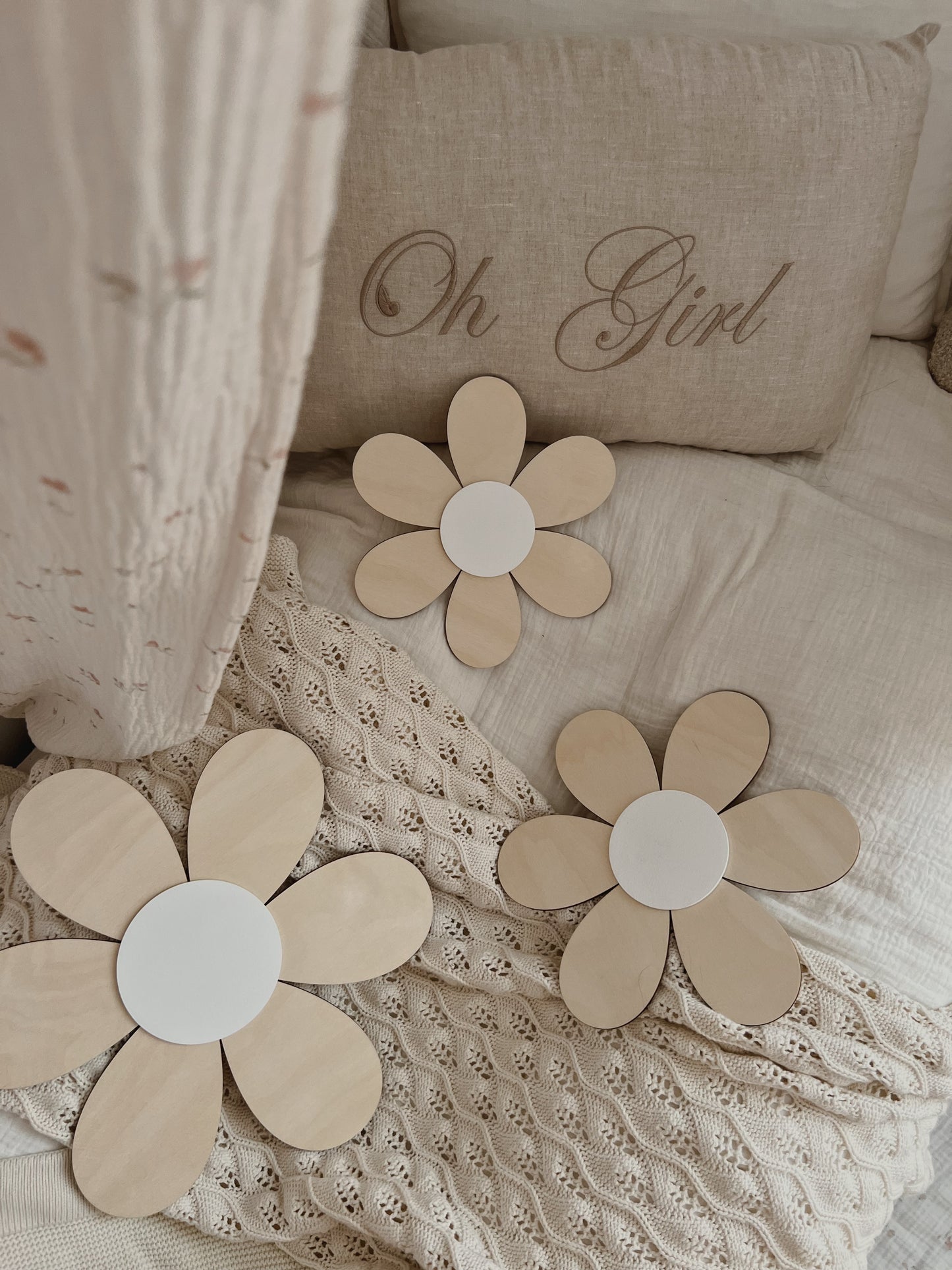 Schöne Wanddekorationsset von 3 Blumen