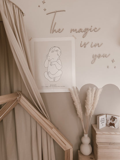 Belle écriture décorative murale "The magic is in you" + étoiles