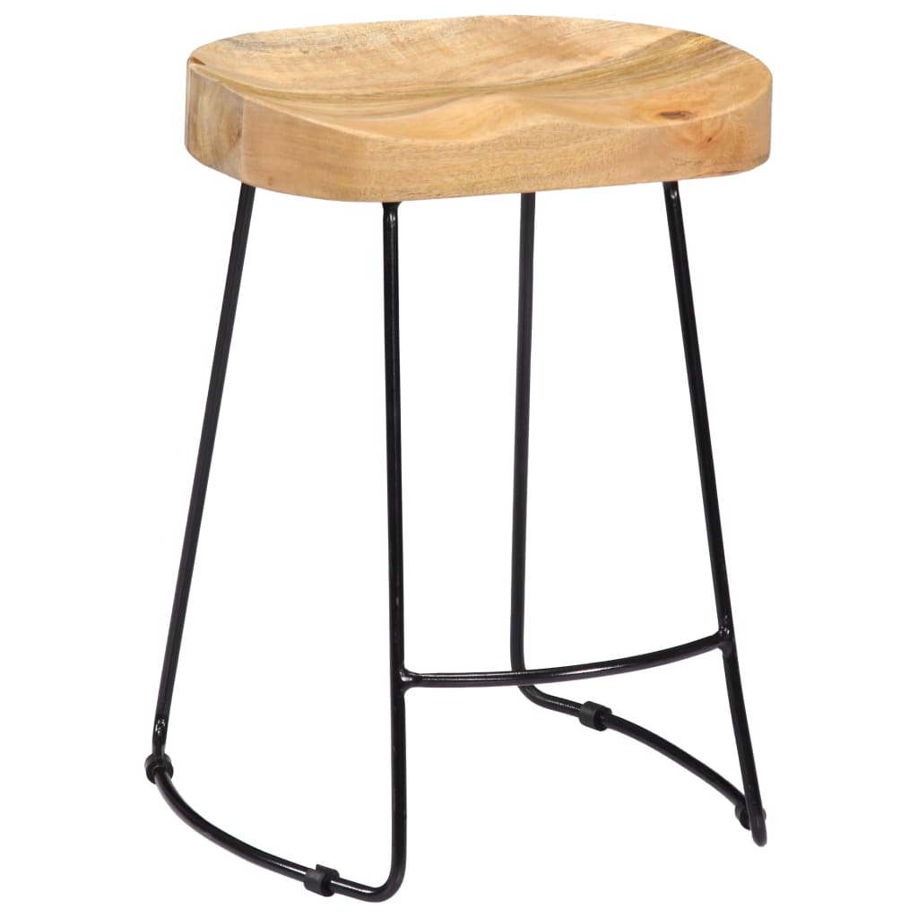 Tabouret lot de 2 GAVIN métal et manguier massif 52cm