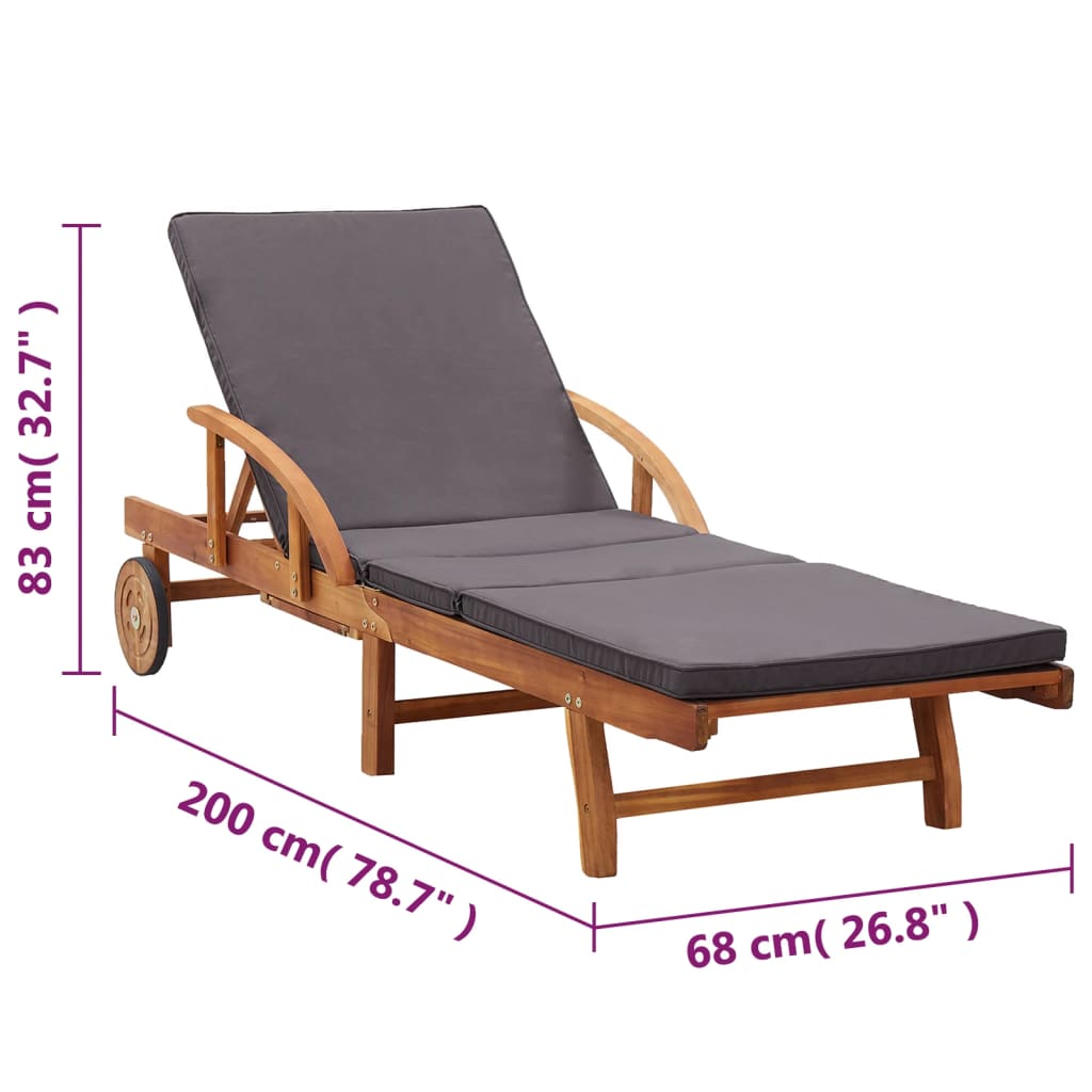 Chaise longue Transat ACACIA avec coussin