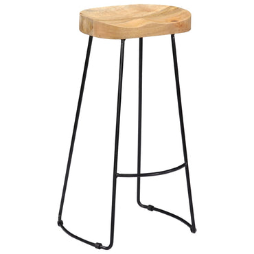 Tabouret lot de 2 GAVIN métal et manguier massif 78cm