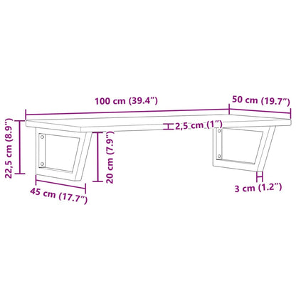 Estante de pared de acero acero y roble sólido para baños