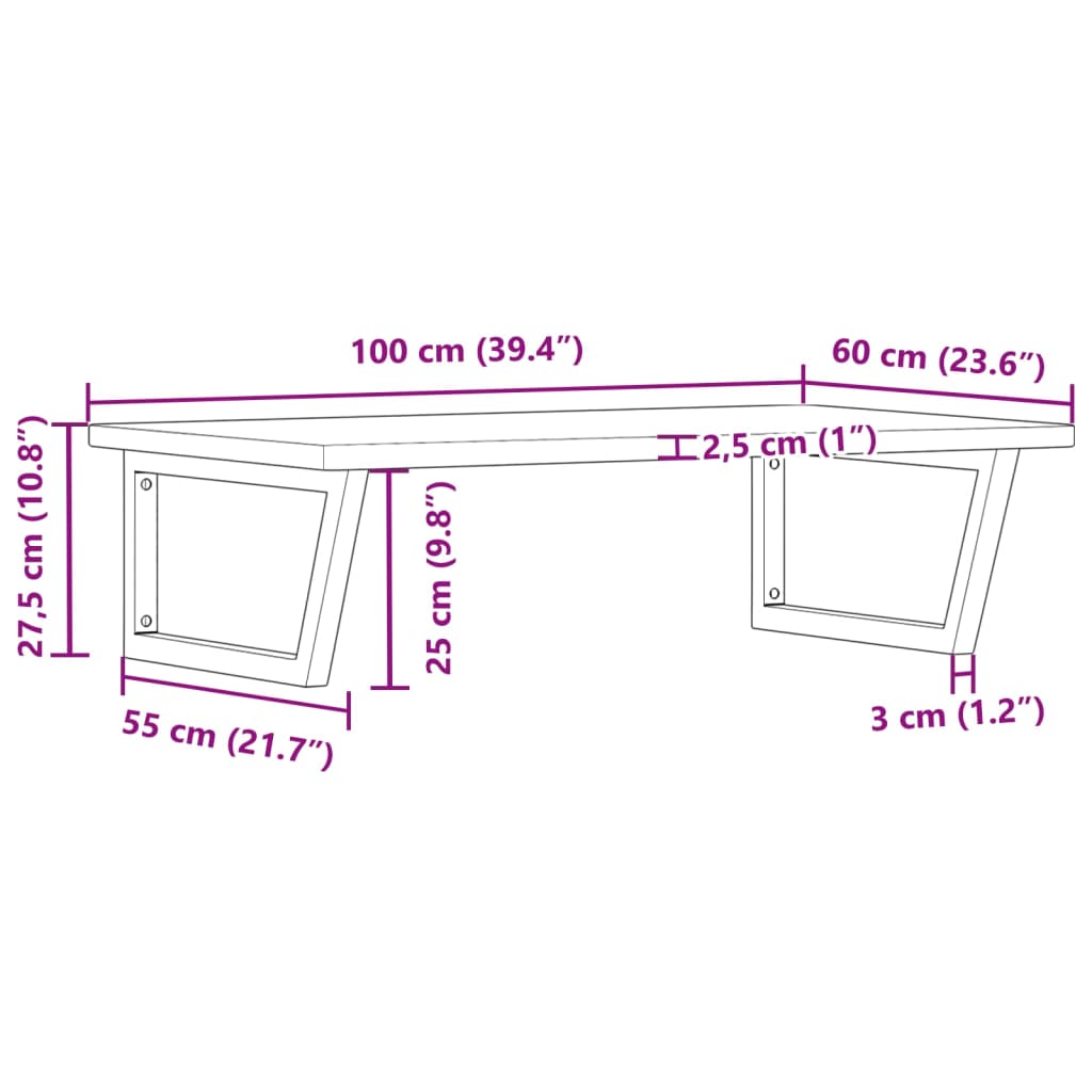 Estante de pared de acero acero y roble sólido para baños
