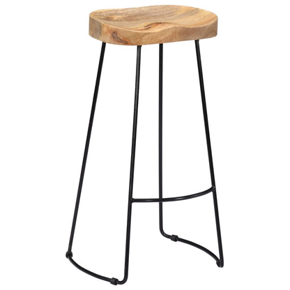 Tabouret lot de 2 GAVIN métal et manguier massif 78cm