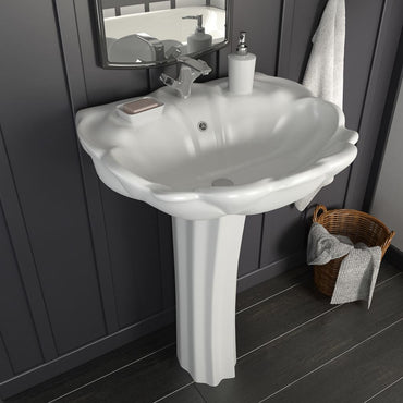 Lavabo autoportant avec socle céramique Blanc ROSA