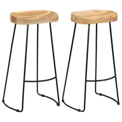 Tabouret lot de 2 GAVIN métal et manguier massif 78cm