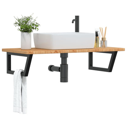 Estante de pared de acero acero y roble sólido para baños