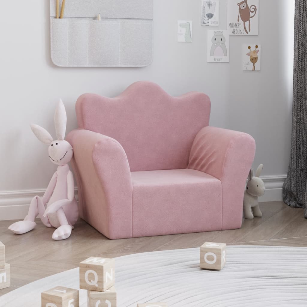 Poltrona per bambini in velluto rosa