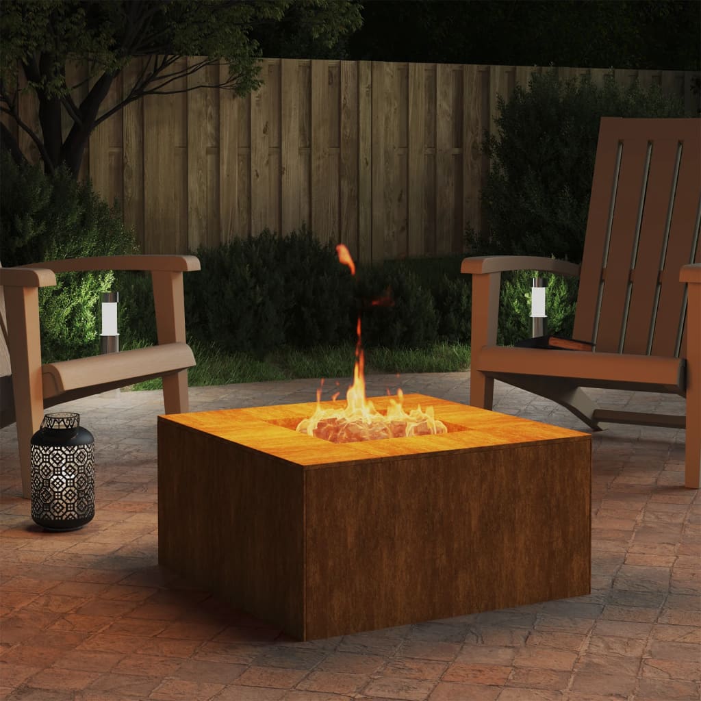 Foyer Brasero Design 60x60x30 cm in acciaio Corten - Consegna Francia offerta!