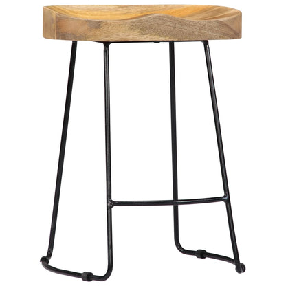 Tabouret lot de 2 GAVIN métal et manguier massif 52cm