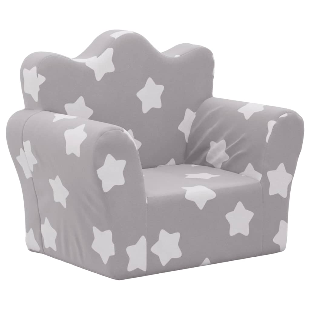 Children's gray velvet chair stars