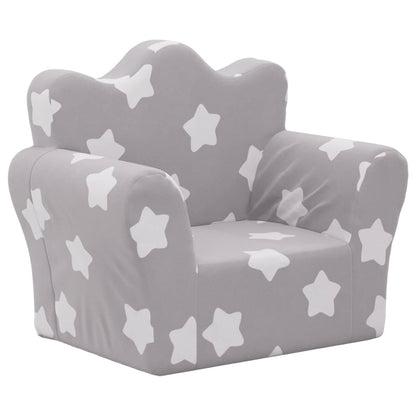 Children's gray velvet chair stars