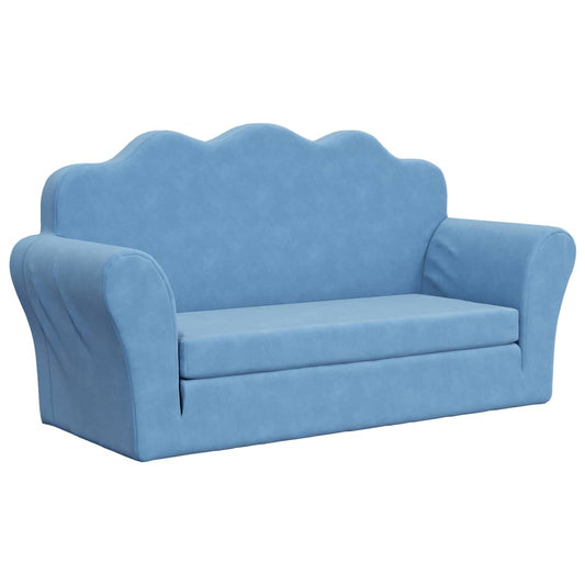 Blaues Samt -Kindersofa Bett