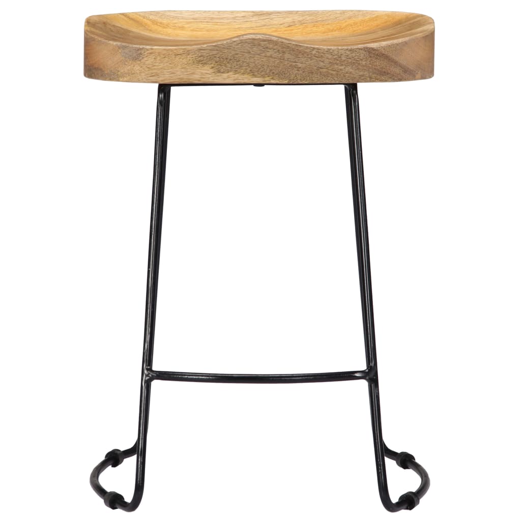 Tabouret lot de 2 GAVIN métal et manguier massif 52cm