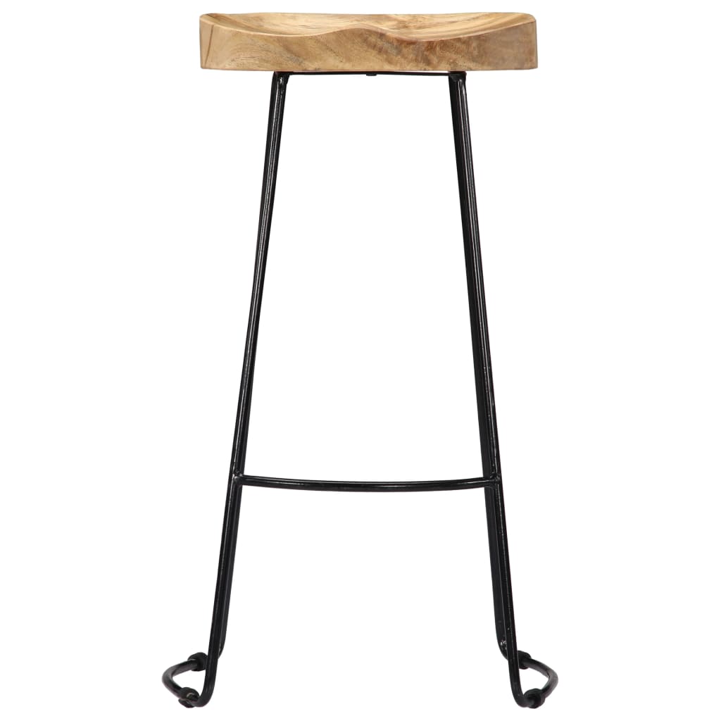 Tabouret lot de 2 GAVIN métal et manguier massif 78cm