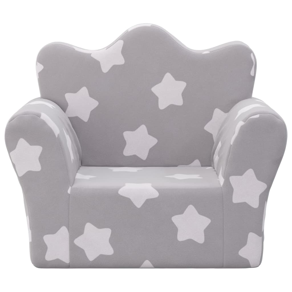 Children's gray velvet chair stars