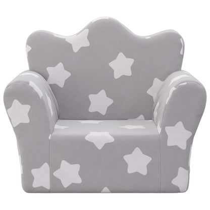 Children's gray velvet chair stars