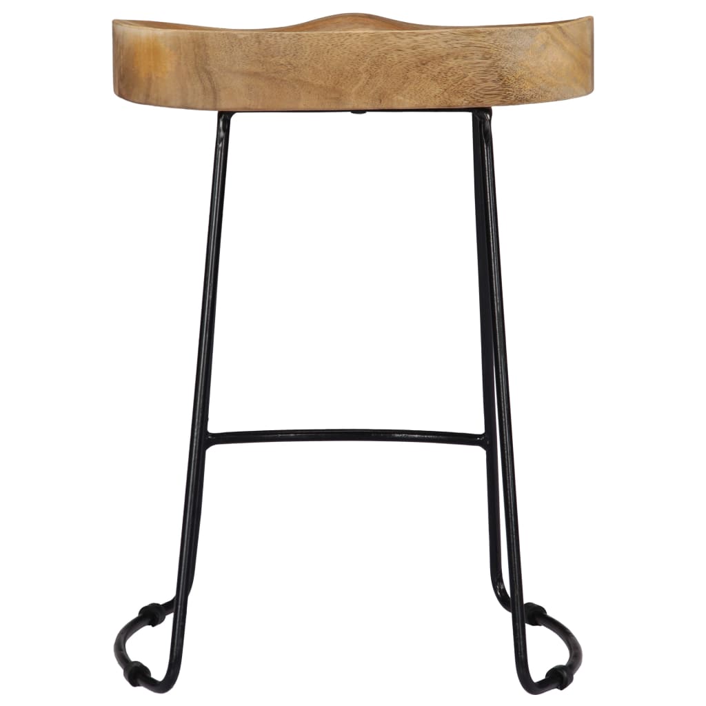 Tabouret lot de 2 GAVIN métal et manguier massif 52cm