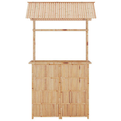 Outdoor bamboo bar with 2 Bali adjustable stools