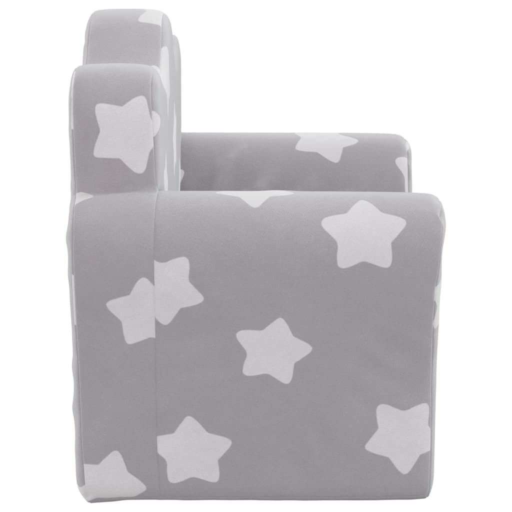 Children's gray velvet chair stars