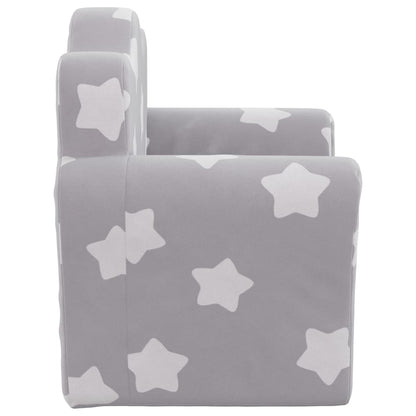 Children's gray velvet chair stars