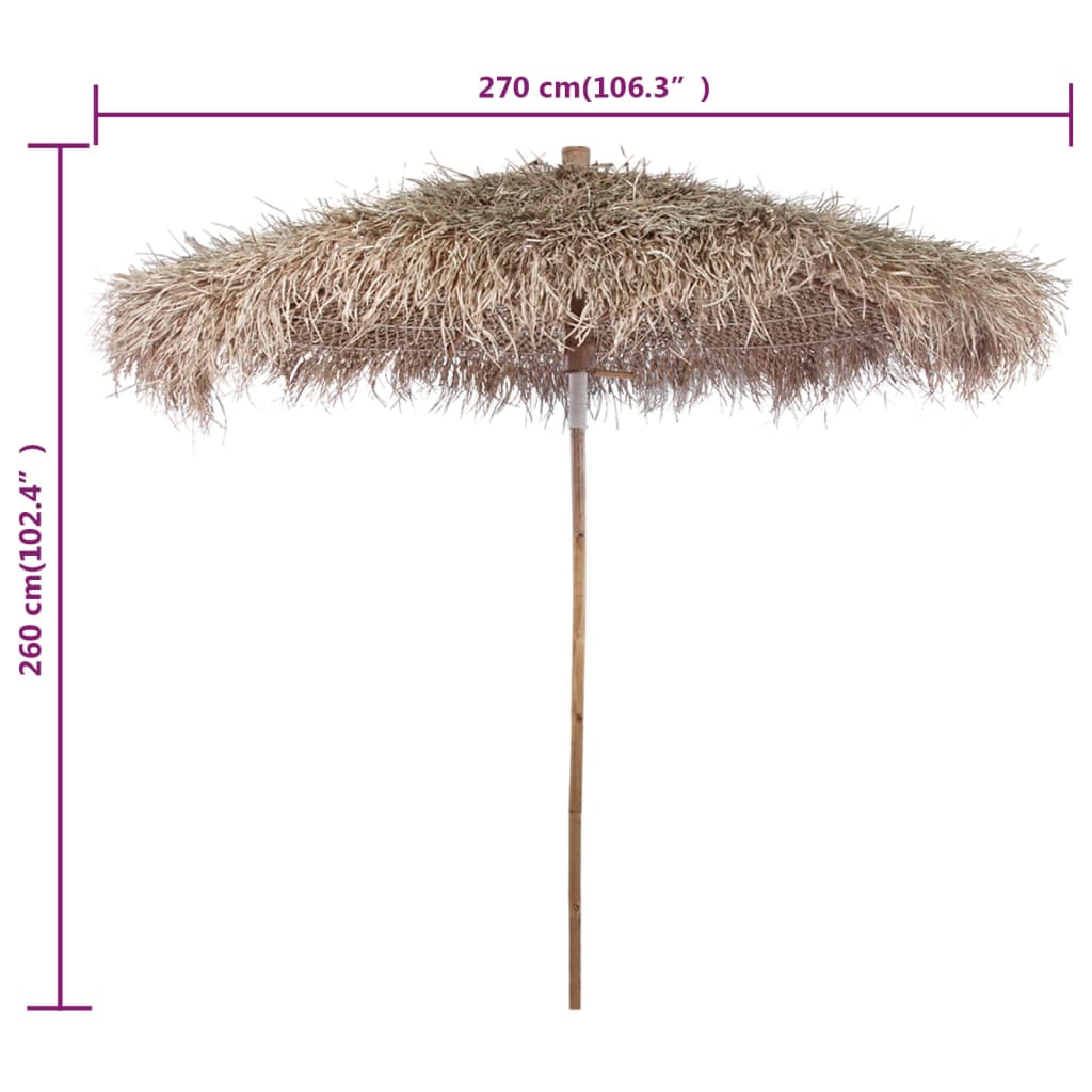 Bamboo parasol with banana leaf roof