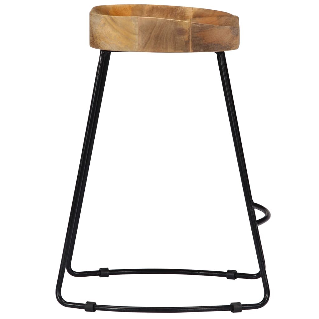 Tabouret lot de 2 GAVIN métal et manguier massif 52cm