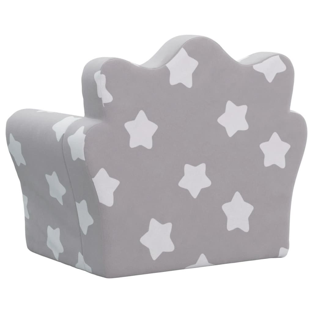Children's gray velvet chair stars