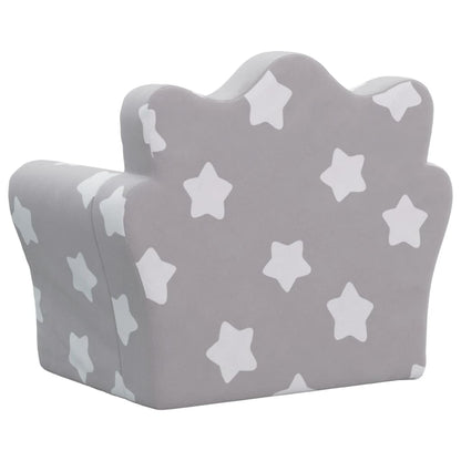 Children's gray velvet chair stars
