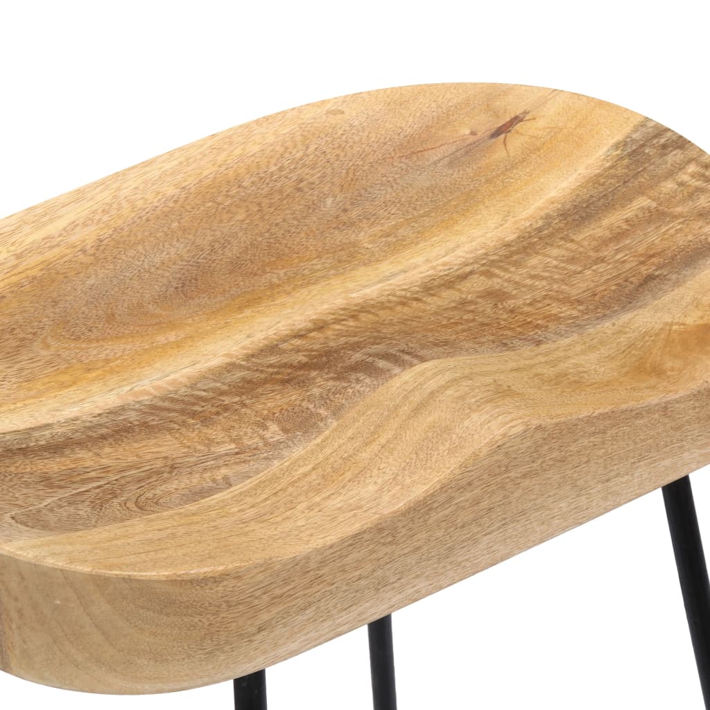 Tabouret lot de 2 GAVIN métal et manguier massif 52cm