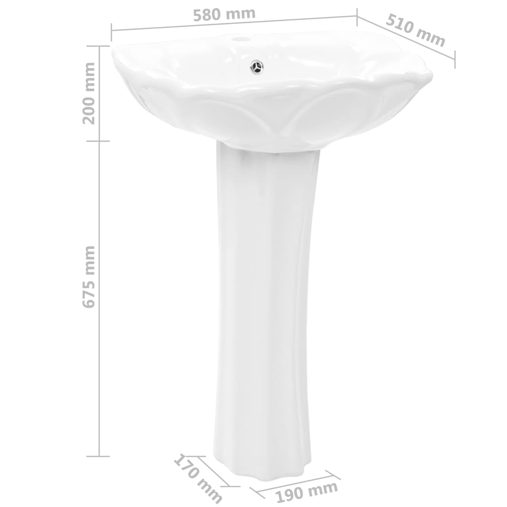 Freestant sink with Rosa white ceramic base