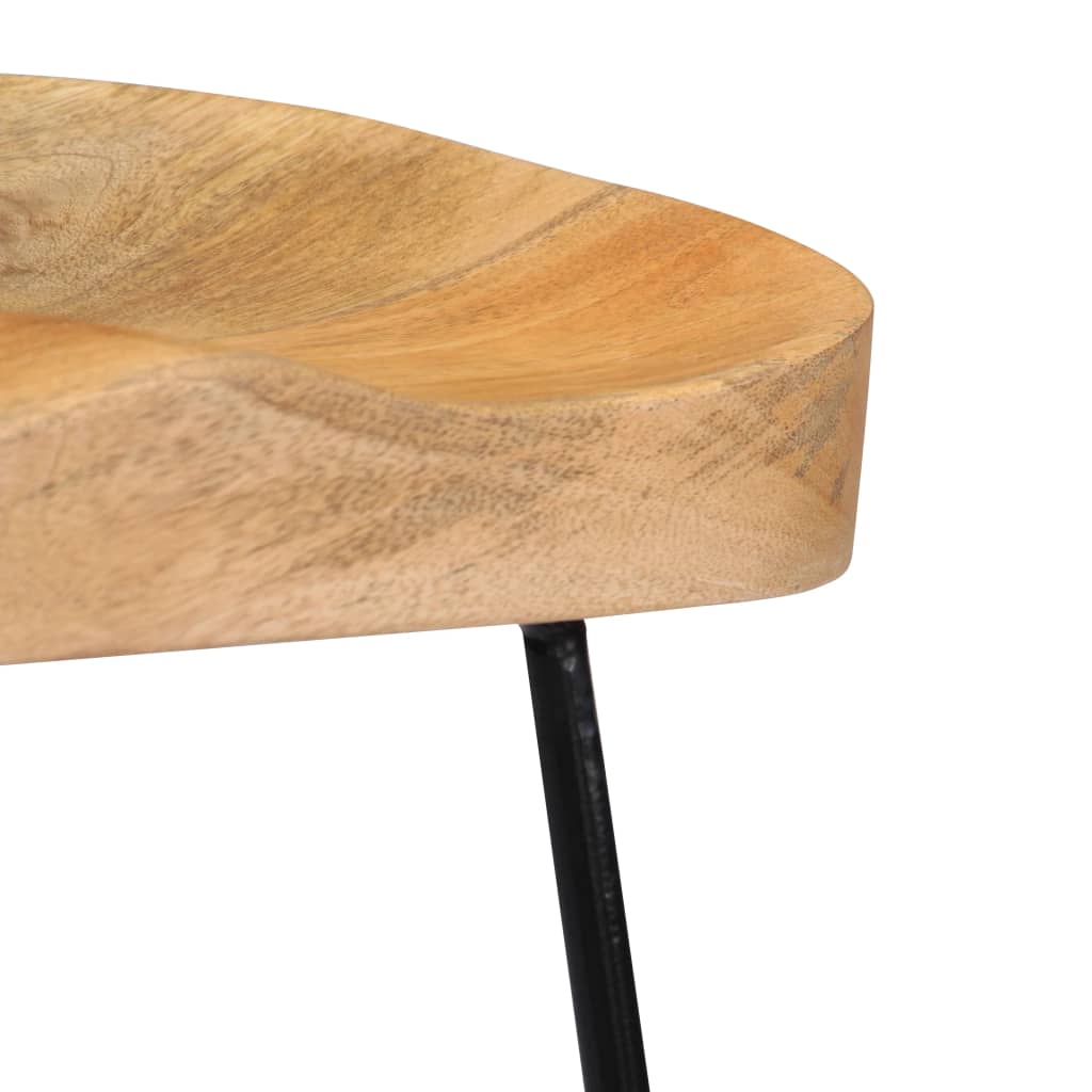 Tabouret lot de 2 GAVIN métal et manguier massif 78cm