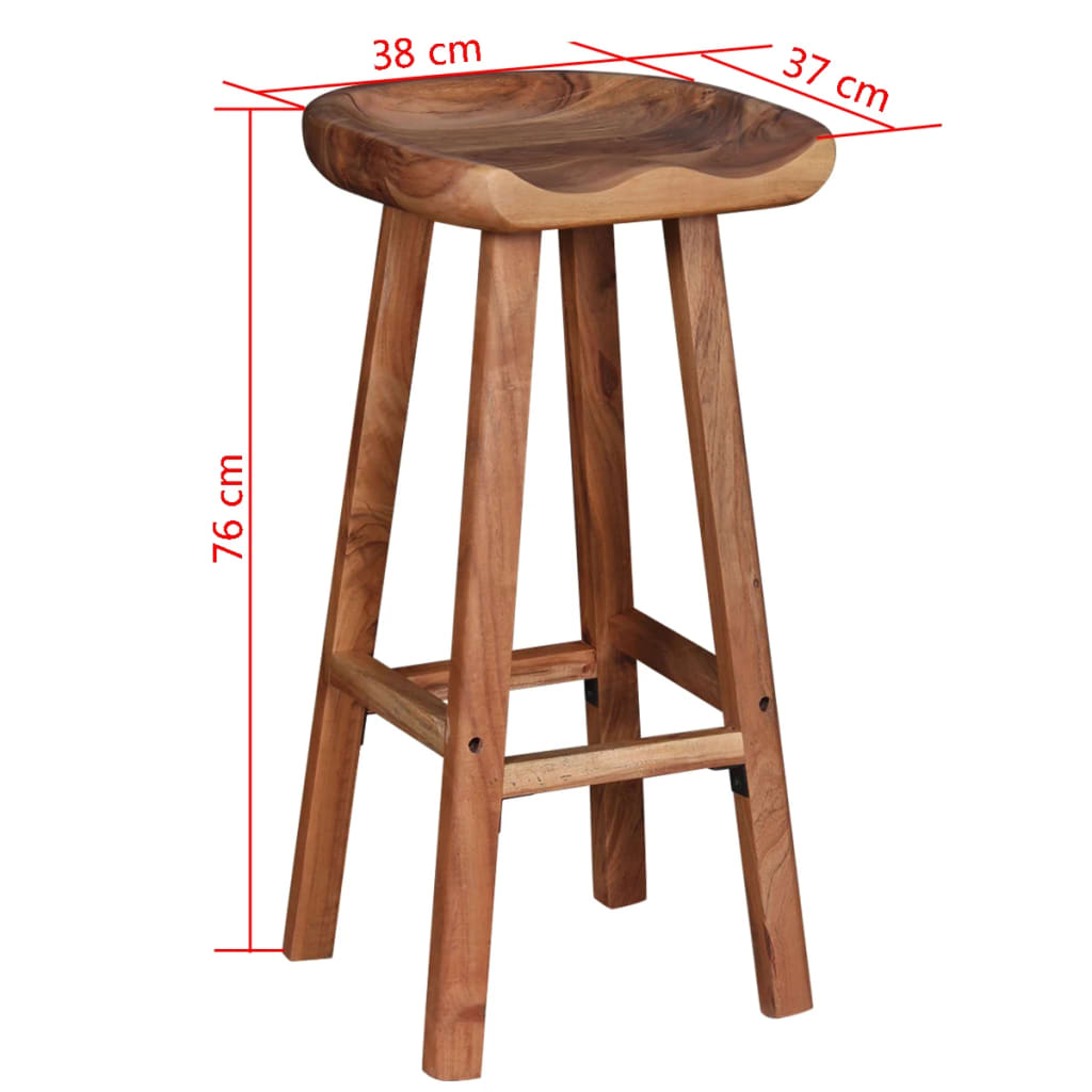 Tabourets de bar lot de 2 bois d'acacia solide