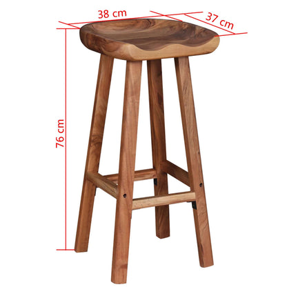 Tabourets de bar lot de 2 bois d'acacia solide