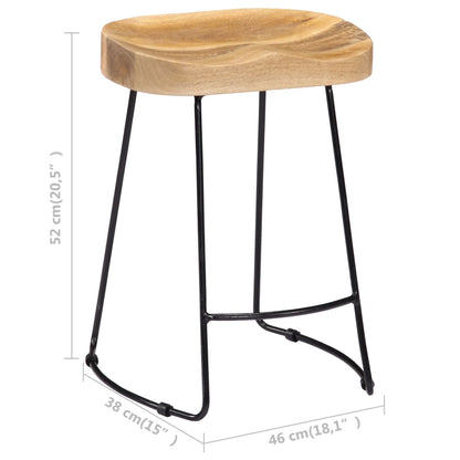 Tabouret lot de 2 GAVIN métal et manguier massif 52cm