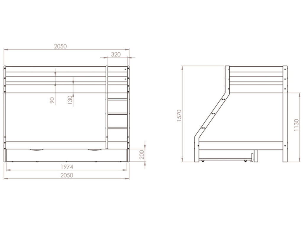 Antonin bunk bed 90x190cm and 140x200cm