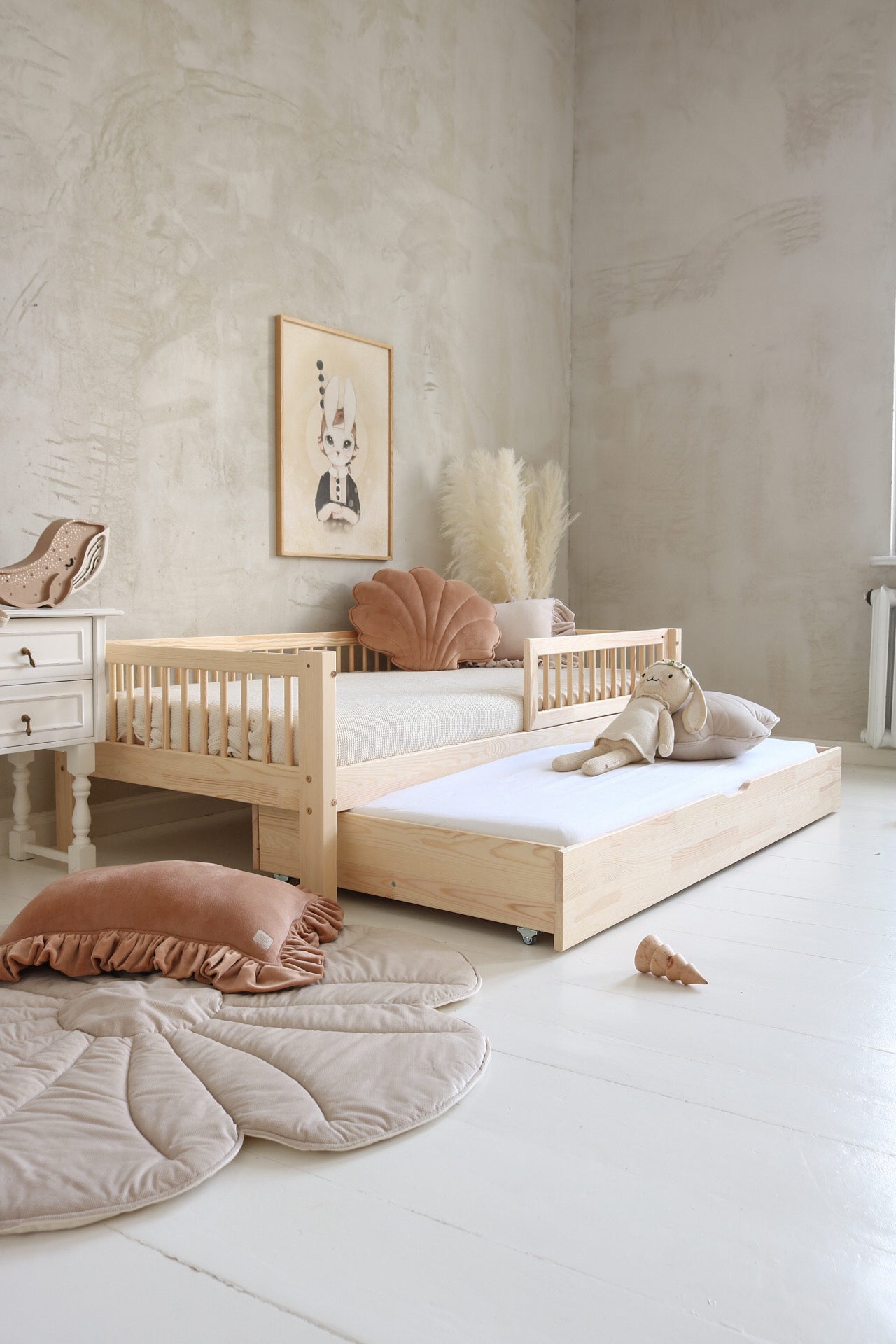 Tapis moelleux velours pour enfant flower Crème "Cream yucca"