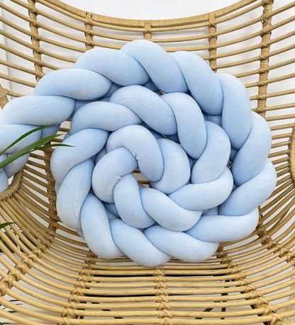 Tour de lit tressé velours Bleu