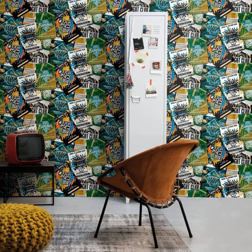 Good Vibes Papier peint Club Posters Vert et orange