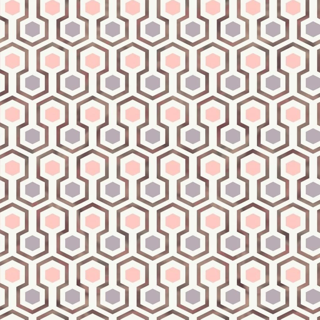 Good Vibes Papier peint Hexagon Pattern Rose et violet